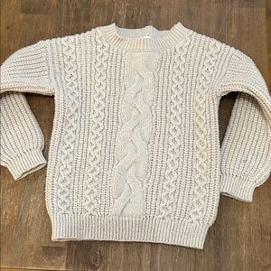 Cat & Jack kids  Beige Cable Knit Crewneck Sweater